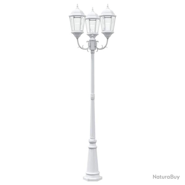 Poteau de lumi�re de jardin 3 lampes E27 Blanc 235 cm Aluminium