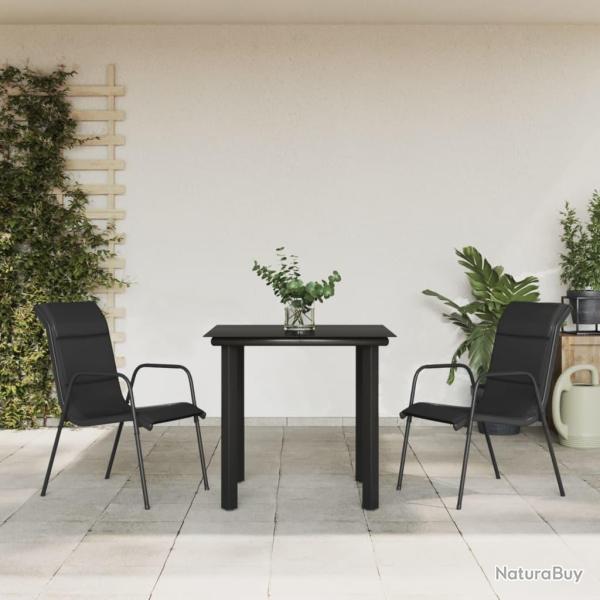 Ensemble � manger de jardin 3 pcs noir textil�ne et acier
