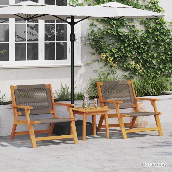Chaises de jardin avec table 3 pcs Gris Bois massif Acacia
