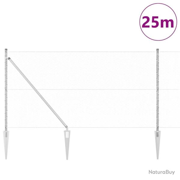 Ensemble de cl�tures Lot de 2 Acier galvanis� 25 x 1 m