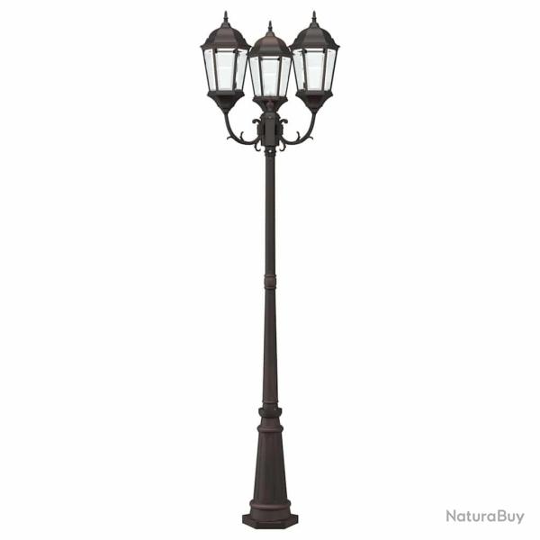 Poteau de lumi�re de jardin 3 lampes E27 Bronze 235 cm Aluminium