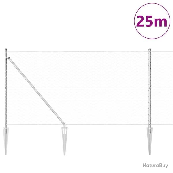 Ensemble de Cl�ture Set de 2 Acier galvanis� 25 x 1,2 m Durable