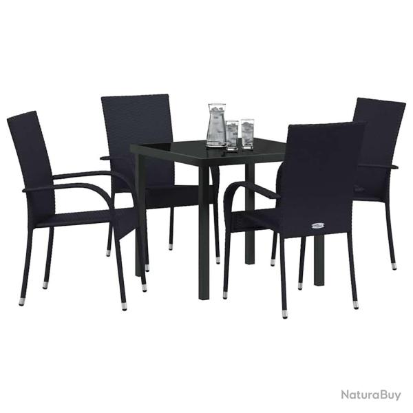 Ensemble de salle � manger pour jardin 5 pcs Noir Rotin PE