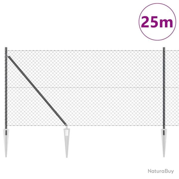 Jeu de Poteaux de Cl�ture Gris 1 x 25 m