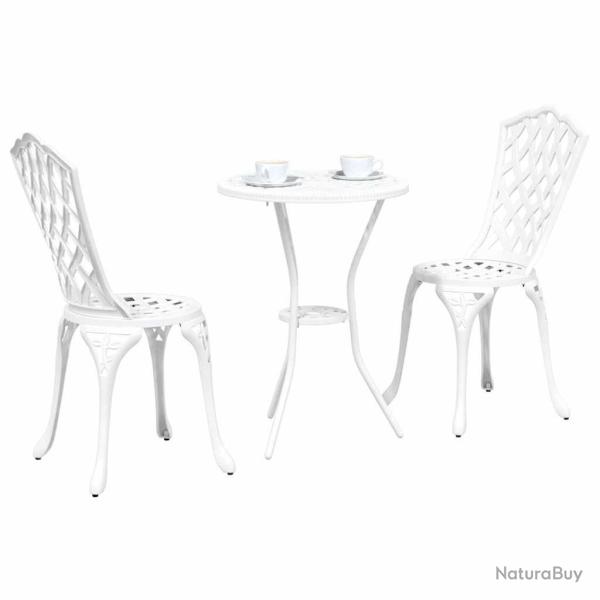 Set de bistro jardin 3 pi�ces en alu blanc