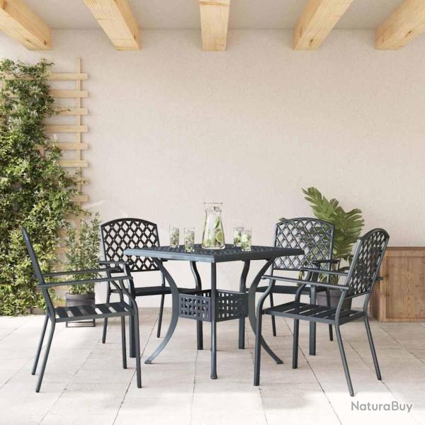 Chaises de jardin 4 pcs empilables en acier anthracite