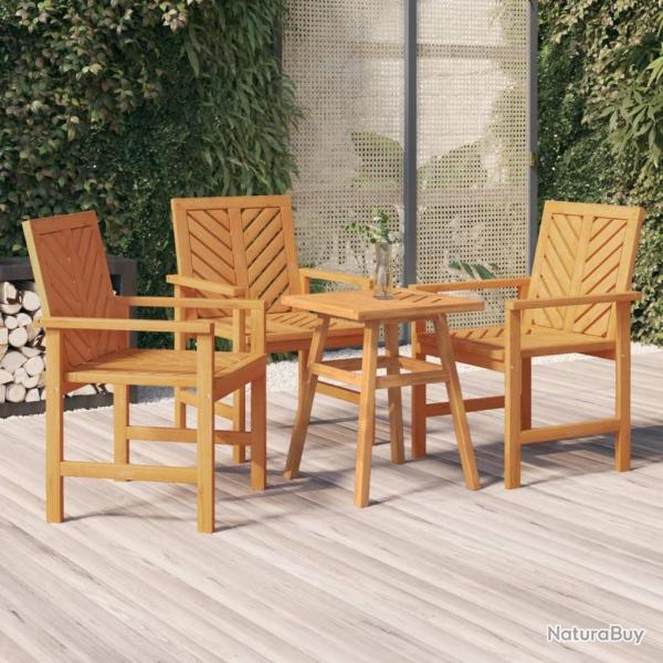Chaises � manger de jardin lot de 3 bois massif d'acacia