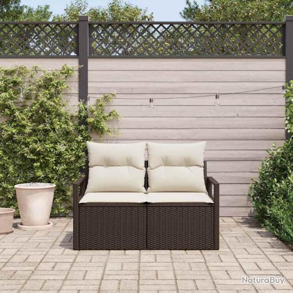Canap� de jardin 2 places avec rangement et coussins en poly rattan