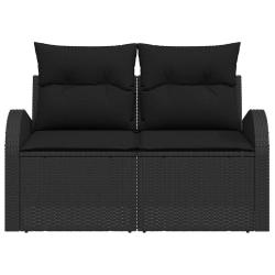 Canap&eacute; de jardin avec coussin Noir 124 x 62 x 69cm polyrotin