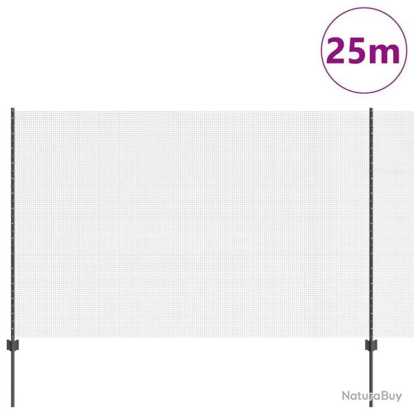 Cl�ture en fil soud� avec 22 poteaux en U Gris 1.6x25 m en acier