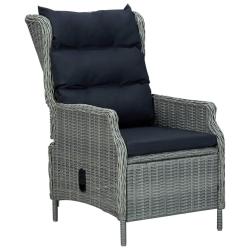 Chaise inclinable de jardin coussins R&eacute;sine tress&eacute;e Gris clair