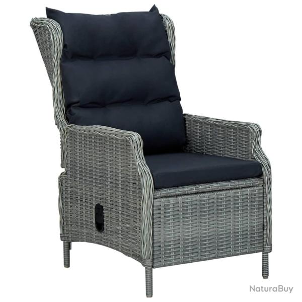 Chaise inclinable de jardin coussins R�sine tress�e Gris clair