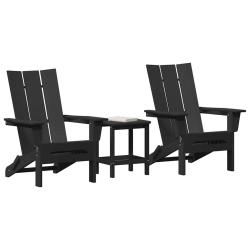 Chaise de jardin 3 pcs Noir 80.5 x 74.5 x 92 cm Poly&eacute;thyl&egrave;ne