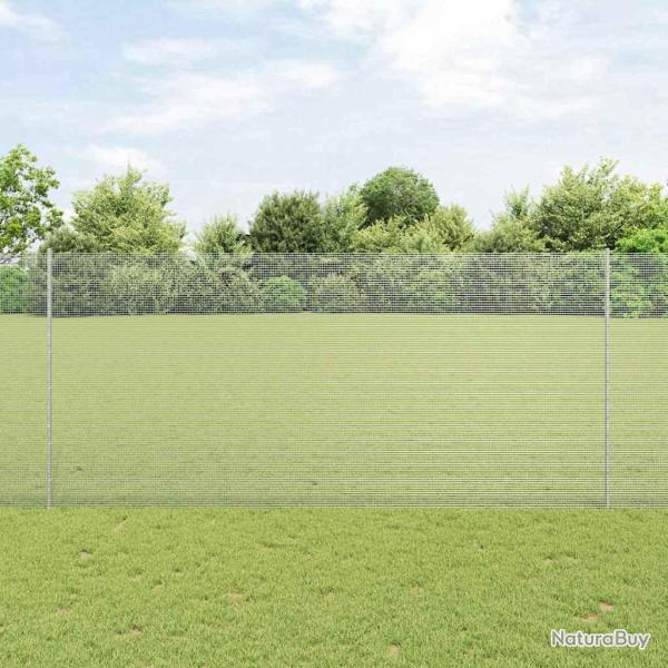 Cl�ture en fil soud� avec 22 poteaux en U Argent 1.4x25 m Acier