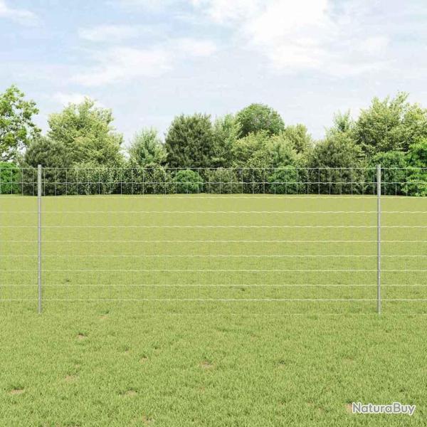 Cl�ture Euro avec 22 poteaux U Argent 1x25 m Acier