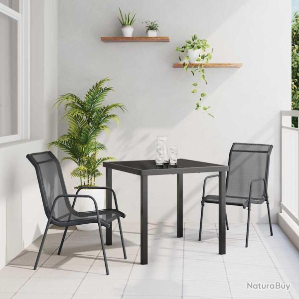 Ensemble de jardin 3 pi�ces noir en textil�ne et acier