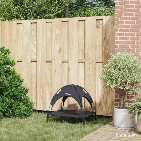 Lit pour chien surlev avec toit amovible Noir S Acier