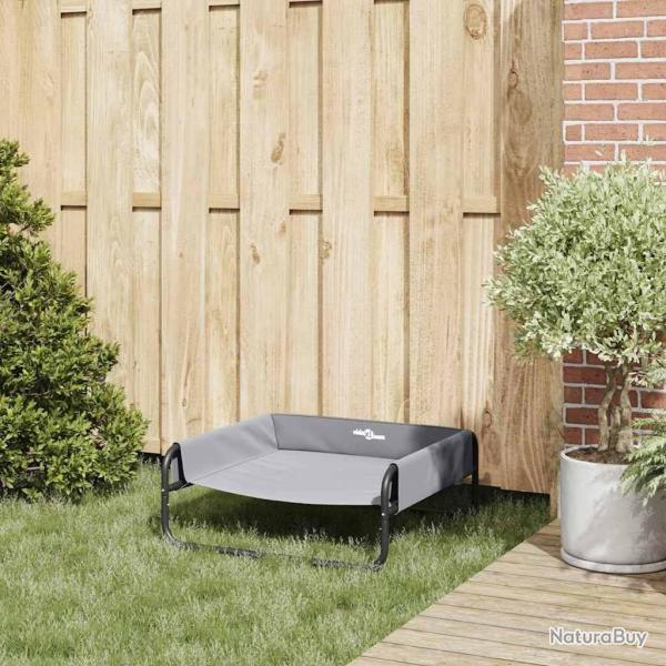 Lit pour Chien Sur�lev� Gris Clair M Tissu Oxford et Acier