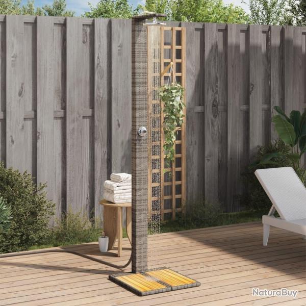 Douche d'ext�rieur gris 50x55x224 cm r�sine tress�e bois acacia