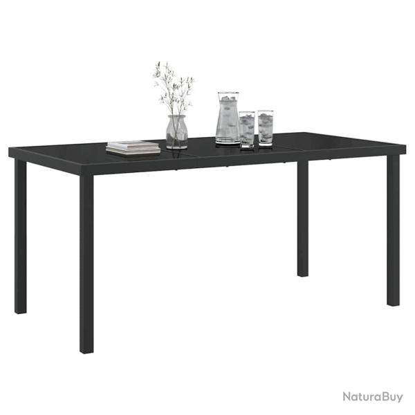 Table de Jardin Noire 160x80x73 cm Verre Tremp�
