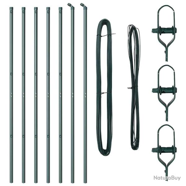 Ensemble de poteaux de cl�ture 7 pcs Vert �32mm 160 cm Acier