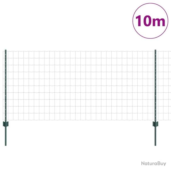 Cl�ture Euro avec 5 Poteaux en U Verte 1x10 m Acier