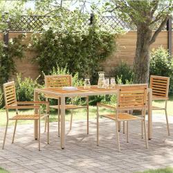 Chaises empilables de jardin 4 pcs Marron et beige