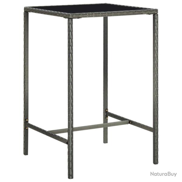 Table de bar de jardin Gris 70x70x110cm R�sine tress�e et verre