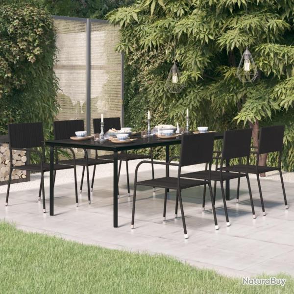 Table � d�ner de jardin Noir 200x100x74 cm Acier et verre