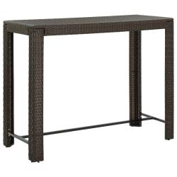 Table de bar de jardin Marron 140,5x60,5x110,5cm R&eacute;sine tress&eacute;e