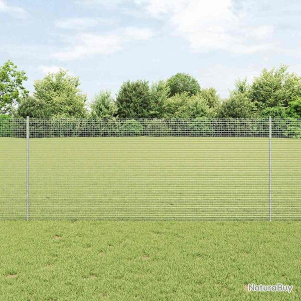 Cl�ture en fil soud� avec 22 poteaux en U argent� 1x25 m en acier