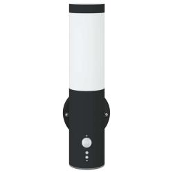 Applique murale noire en acier inoxydable IP44 avec capteur