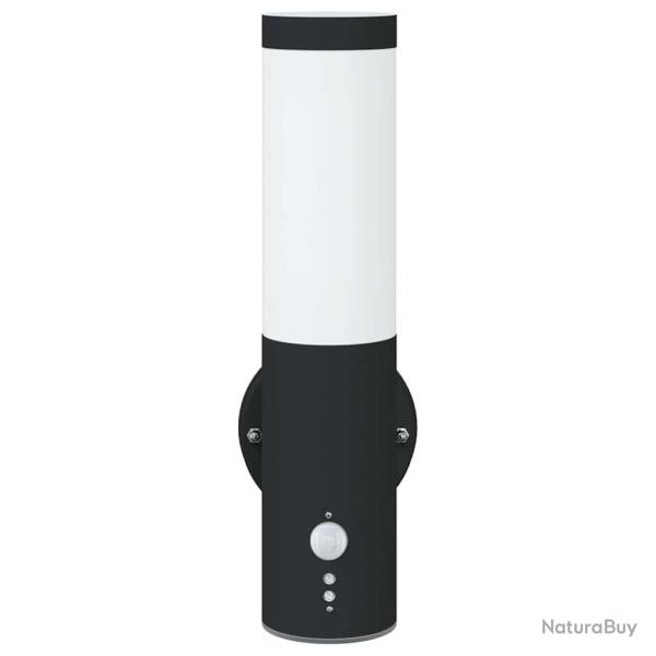 Applique murale noire en acier inoxydable IP44 avec capteur