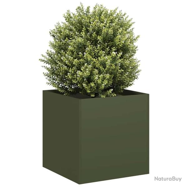 Jardini�re vert olive 40x40x40 cm acier lamin� � froid