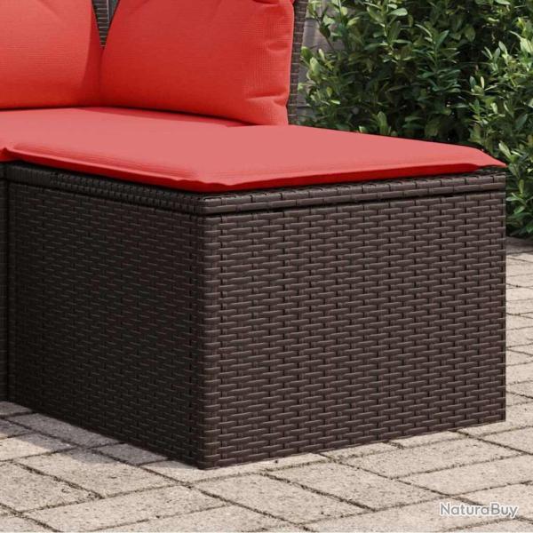Tabouret de jardin avec coussin Marron 55x55x37 cm en Rattan synth�tique
