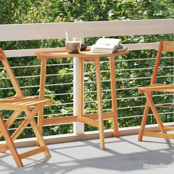 Table de jardin pliante demi-ronde 78x46x75 cm en bois massif d'acacia