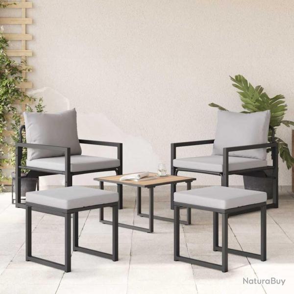 Ensemble de canap� de jardin 4 pcs Noir 61 x 72,5 x 71 cm Acier