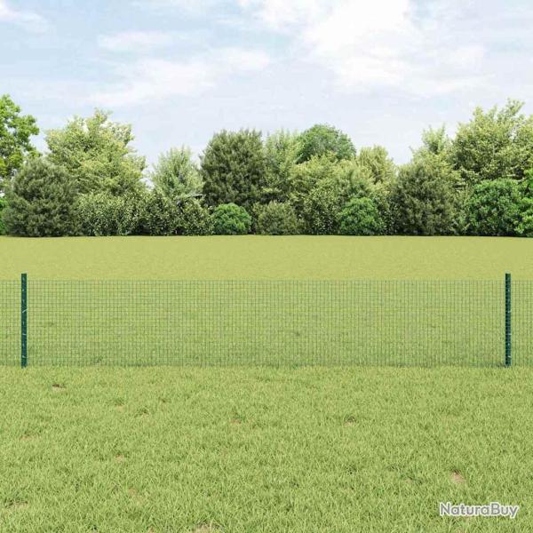 Cl�ture en fil soud� avec 11 poteaux U verte 0.4x25 m en acier
