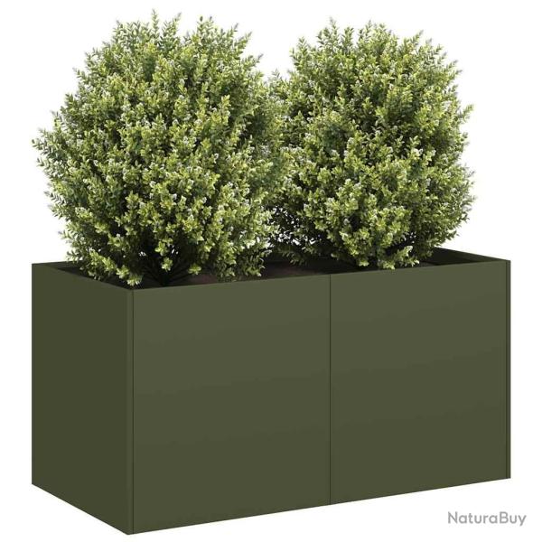 Jardini�re vert olive 80x40x40 cm acier lamin� � froid