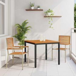 Ensemble de salle &agrave; manger pour jardin 3 pcs Beige et Marron