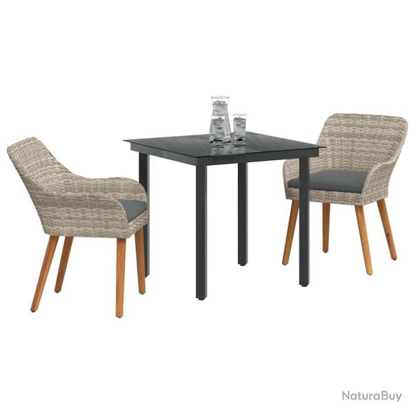 Ensemble de salle � manger 3 pcs Gris clair et noir Moyen