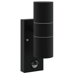 Appliques Murales Ext&eacute;rieures &agrave; D&eacute;tecteur 2 pcs Noir Acier Inox IP44