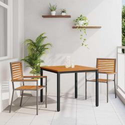Ensemble de salle &agrave; manger pour jardin 3 pcs Gris et marron
