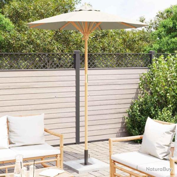 Parasol de jardin crme et blanc 180 x 230 cm en bambou