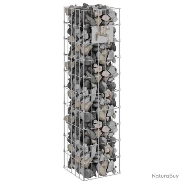 Colonne Gabion avec Robinet d'Eau 100x25x25 cm Acier Inoxydable 304