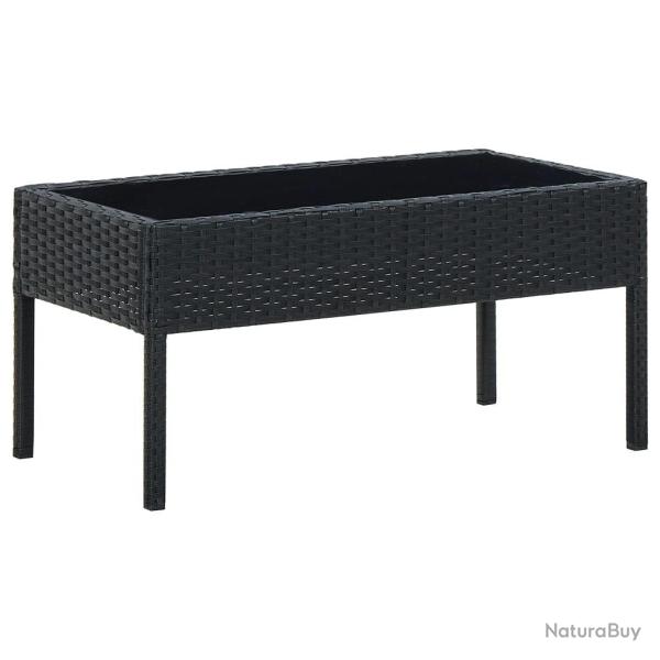Table de jardin Noir 75x40x37 cm Rsine tresse