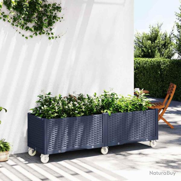 Jardini�re � roulettes bleu gris 160x50x54 cm PP