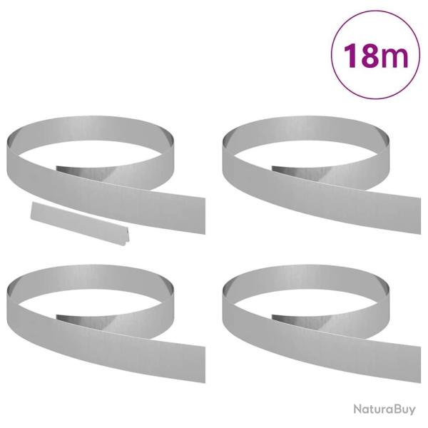 Bordure de jardin 4 pcs Argent 450 x 10 cm Acier galvanis�