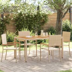 Chaises empilables de jardin 4 pcs Cr&egrave;me et marron