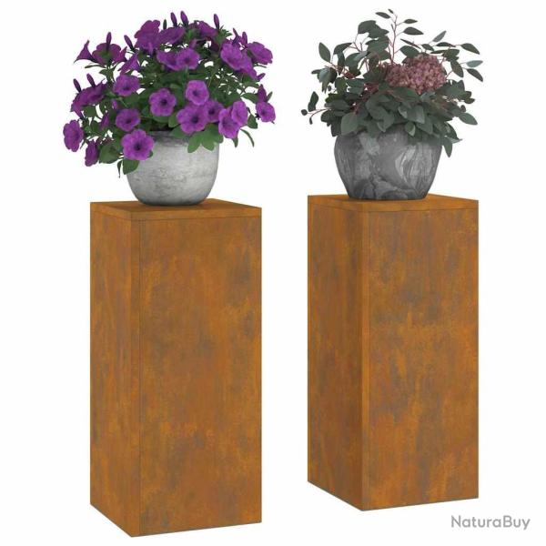 Supports de Plante Ext�rieur Pilier 2 pcs 24x24x55 cm Acier Corten
